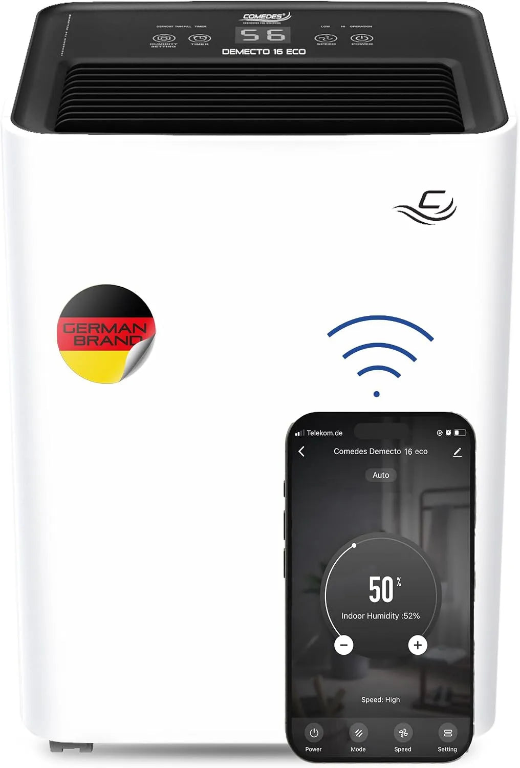 Luchtontvochtiger liter/24 met 24 uur, 65 m2, WiFi, 33 m2, 32 °C, timer, geluidsarme werking en ontvochtigingsfunctie