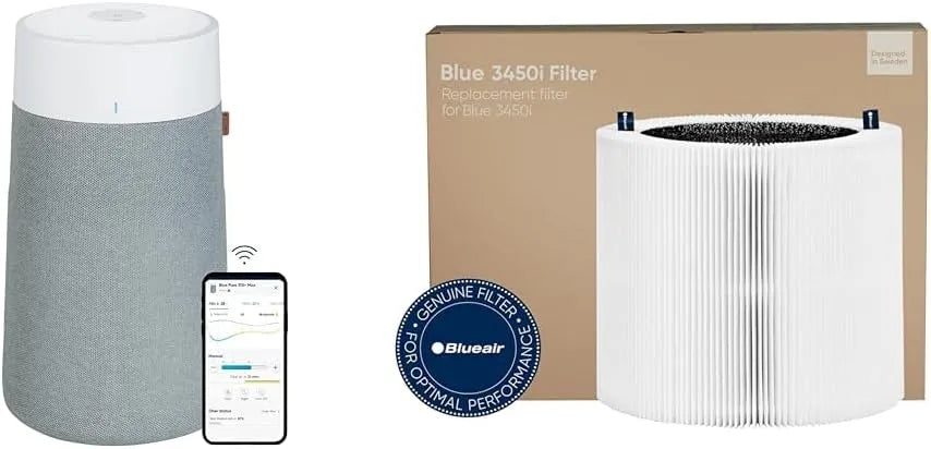 Luchtreiniger met 23-50dB, 103m2, 30 minuten, 206m2, 1 uur, HEPA-filter en blauw