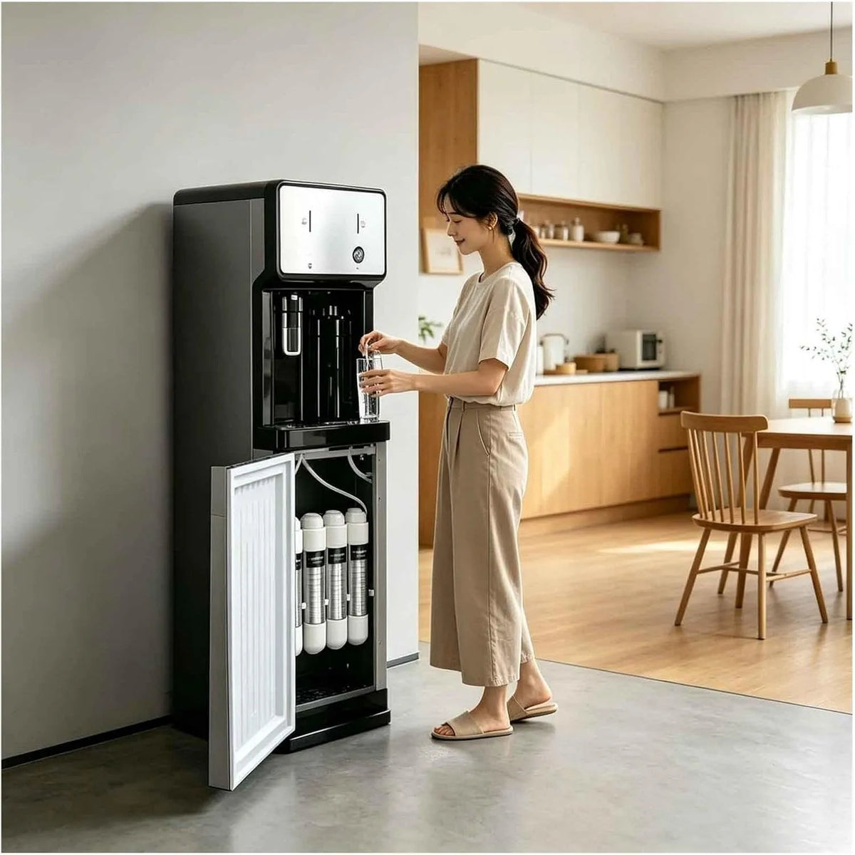 Waterdispenser met 3 seconden, 95 °C, 15 °C, 1-2 cm en geluidsarme werking