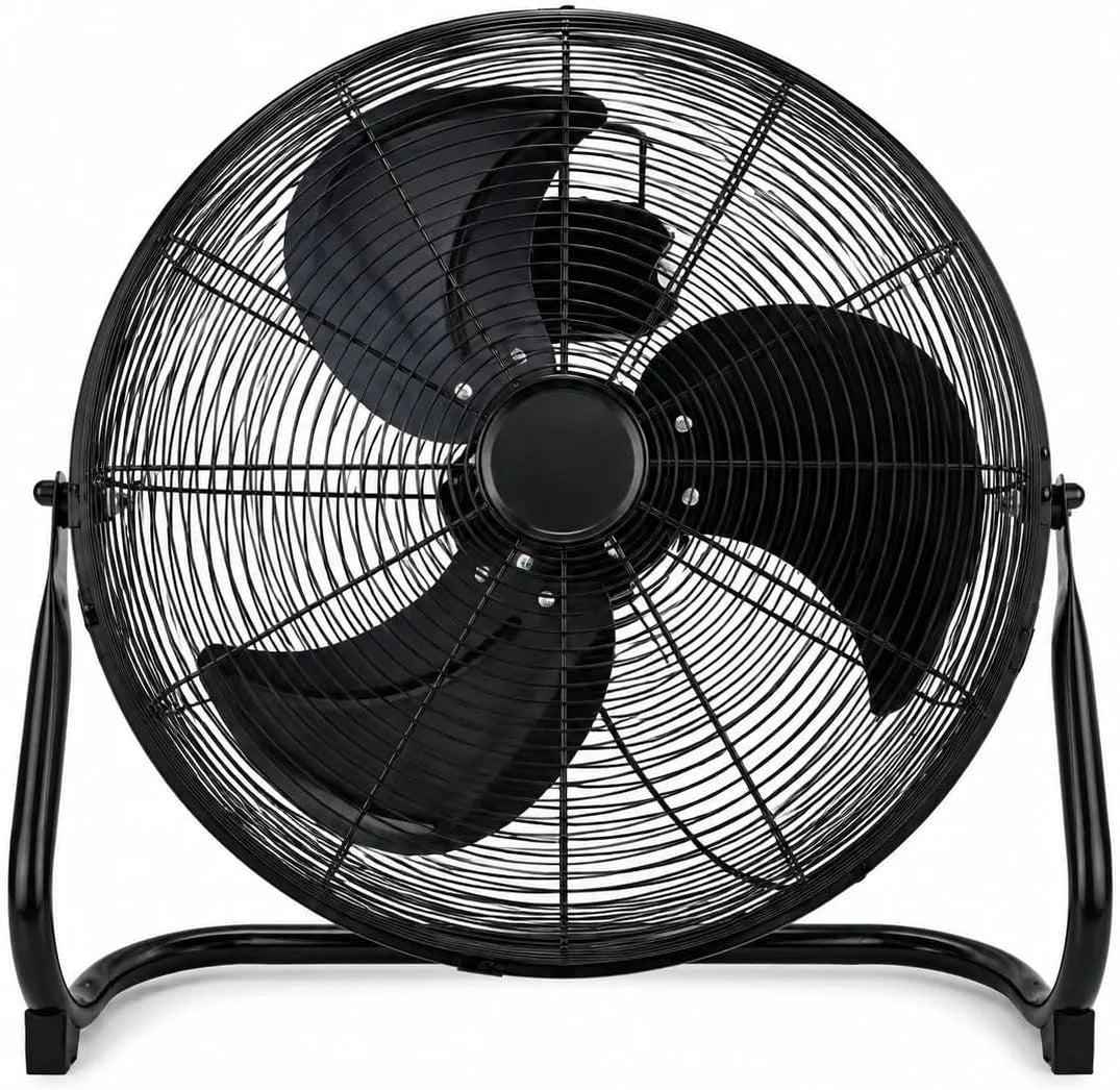 Ventilator met 45 cm, 120 W, 3 snelheden, gerichte luchtcirculatie, voor bouwplaats en werkplaats en zwart