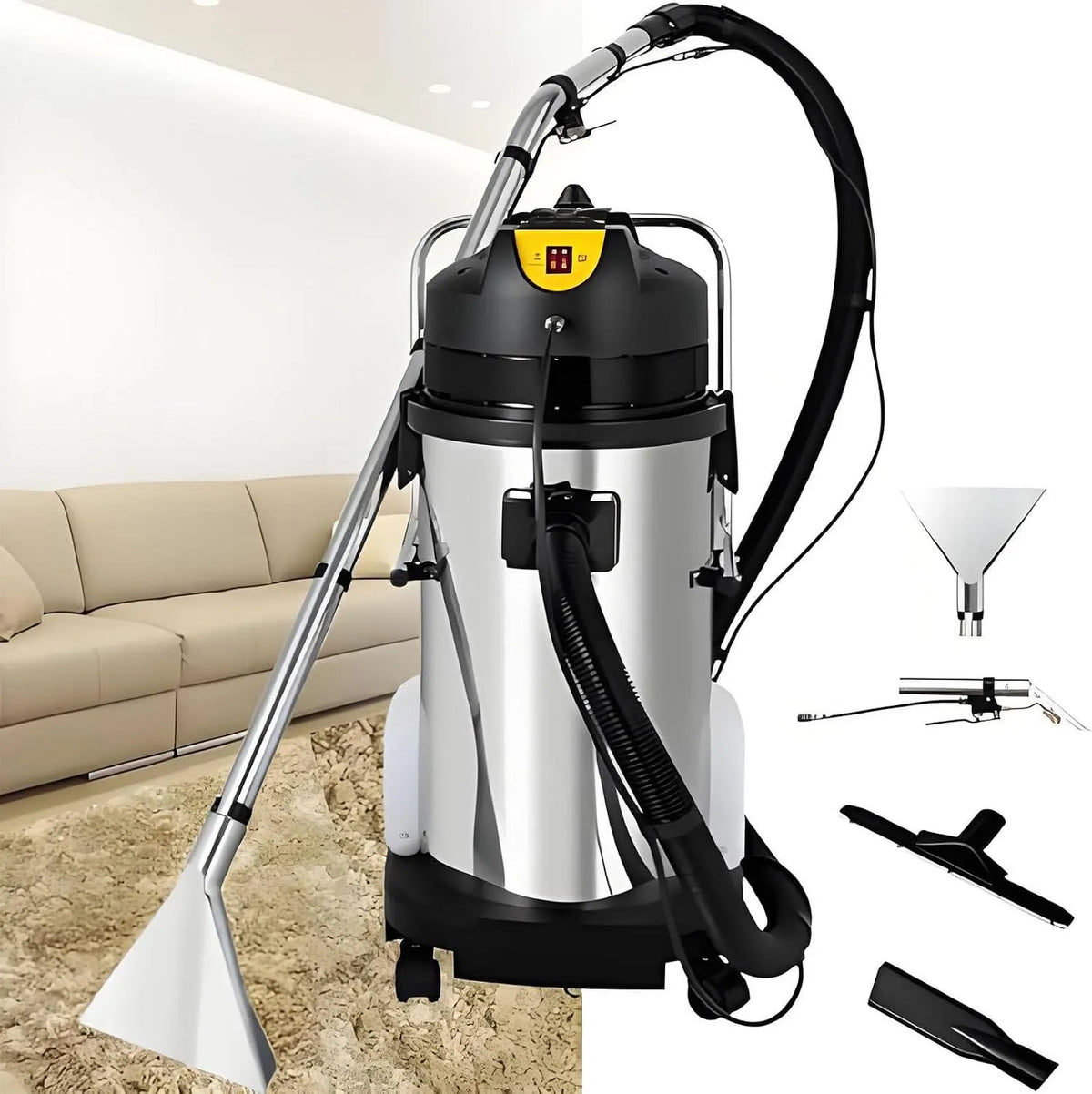 Machine L/10.56gal met 40L, waterreservoir en RVS, 3-in-1 multifunctionele tapijtreiniger voor nat en droog reinigen