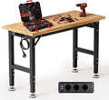 TLGREEN Robuuste Werkbank Verstelbaar met 122 cm, 122 x 51 cm en USB