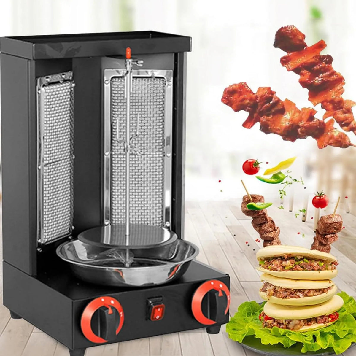 Barbecue, Aanrecht Kebab Fornuis Roterende Roaster Bakmachine, zwart-M, Huishoudelijke apparaten RVS