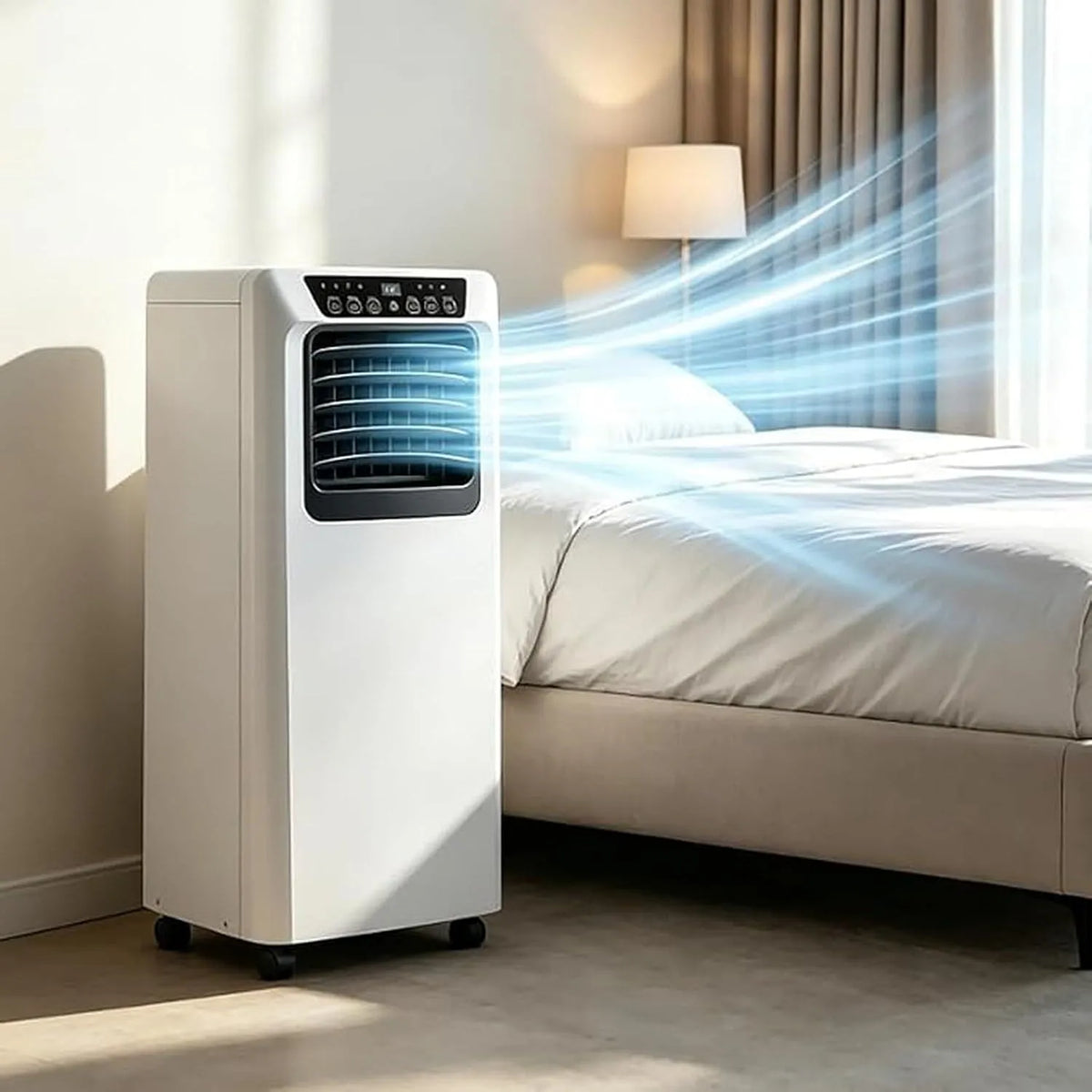 Mobiele airconditioner en Ventilator, Draagbare Airconditioner 9000 BTU, Mobiele Airco met Koelfunctie en Ventilator, 24 Uurs Timer