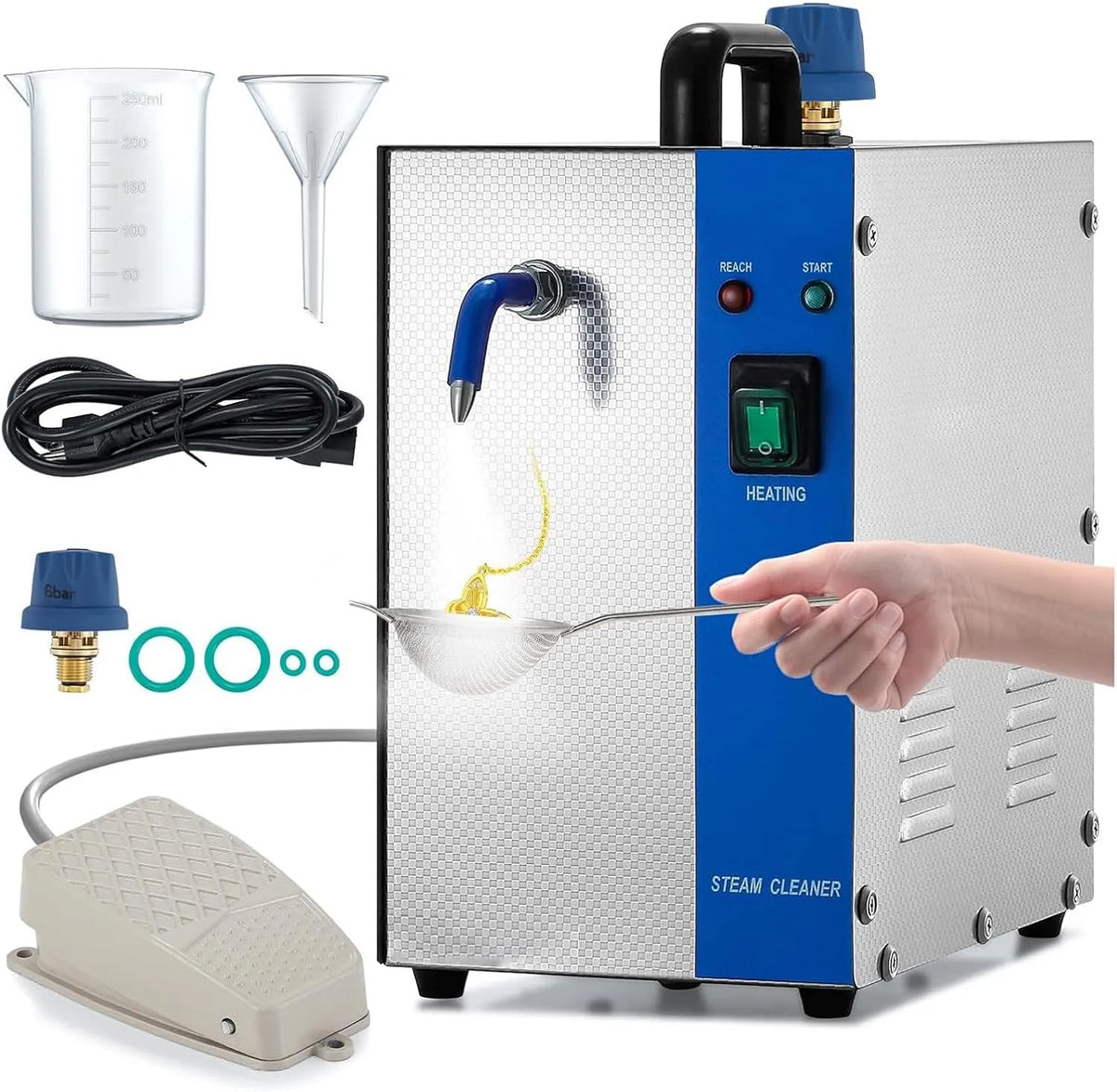 Stoomreiniger, 2L, 1300 W, 110V, Edelsteenreiniger, Goud Zilver Edelsteen Reinigingsstoommachine