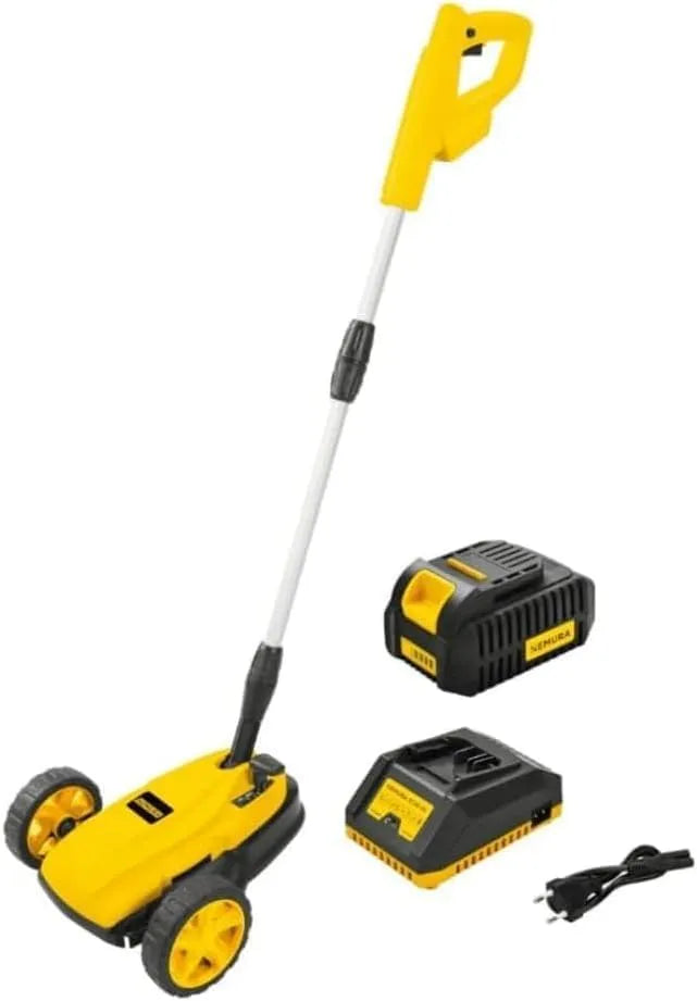 Lader, Nemura Mini-accugrasmaaier, snijlengte 22 cm, 1 accu 2 Ah + 1 snellader, compact en krachtig, voor kleine tuinen en moeilijke gebieden