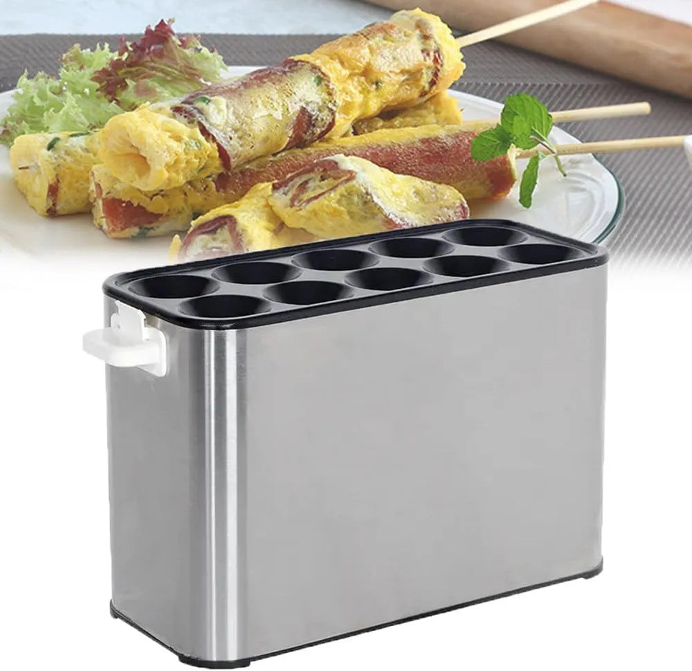 Machine, 10 buisjes, omelet, eierworst, hot dog, hamburgerpan