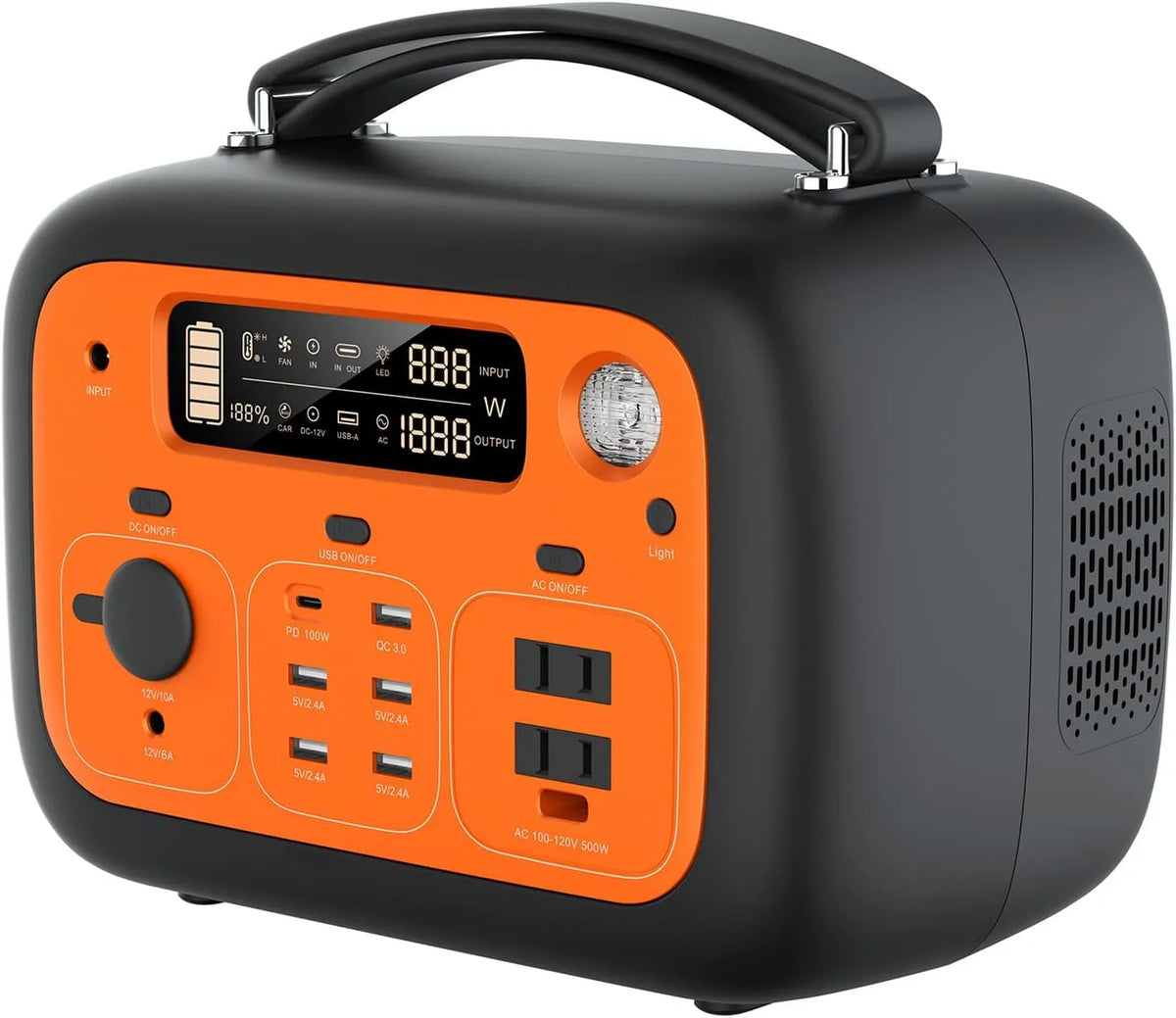 Draagbaar energiestation 500 W piek 1000 W, 110V, zonnegenerator voor kamperen in de buitenlucht, 505 Wh