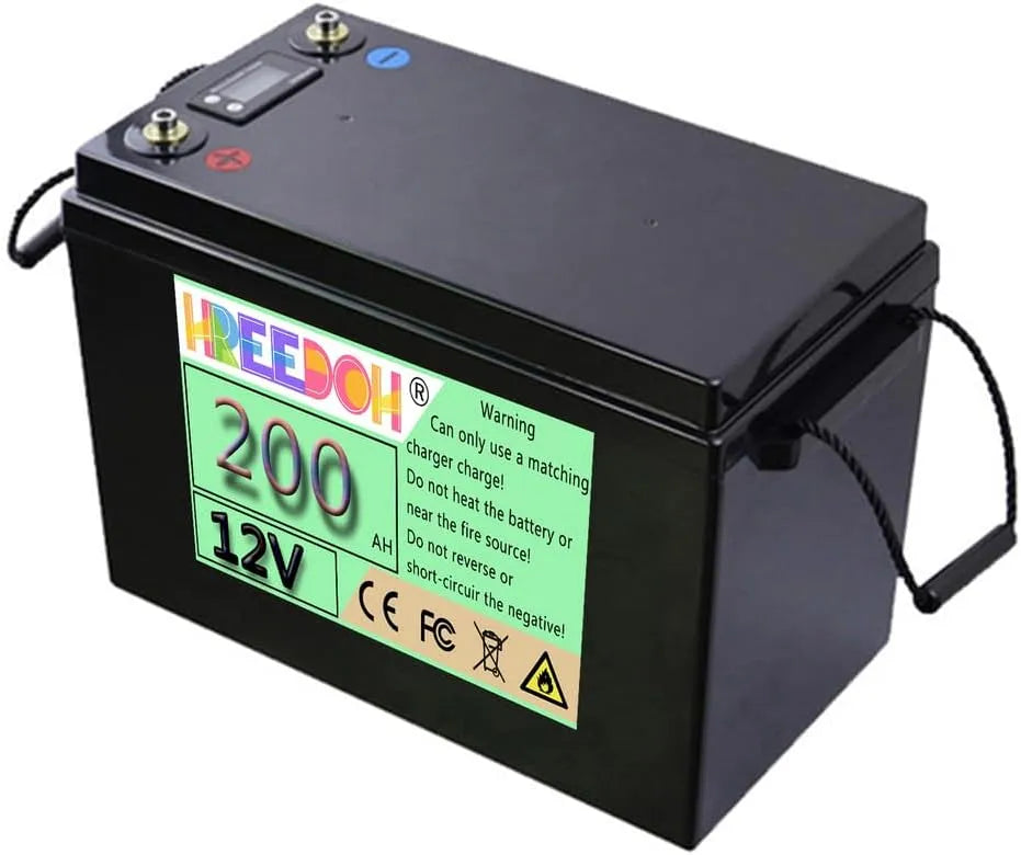 12V energieopslagbatterij 12V 200Ah lithium-ijzerfosfaatbatterij met 12V, 200Ah en digitaal display