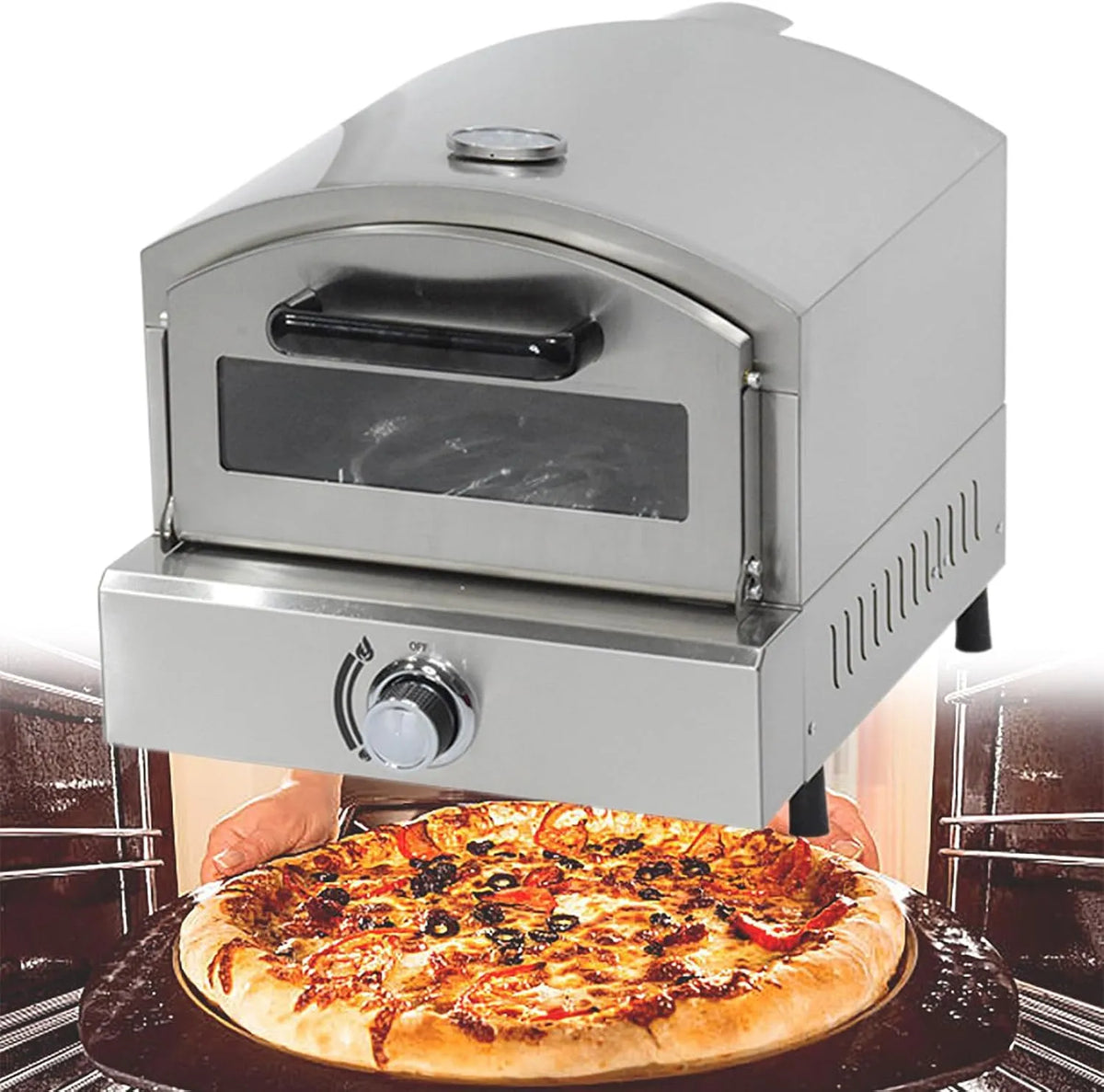 Inbouwoven met 13 inch, 10 minuten, 6.000 BTU en RVS, met 13 inch Pizza Steen