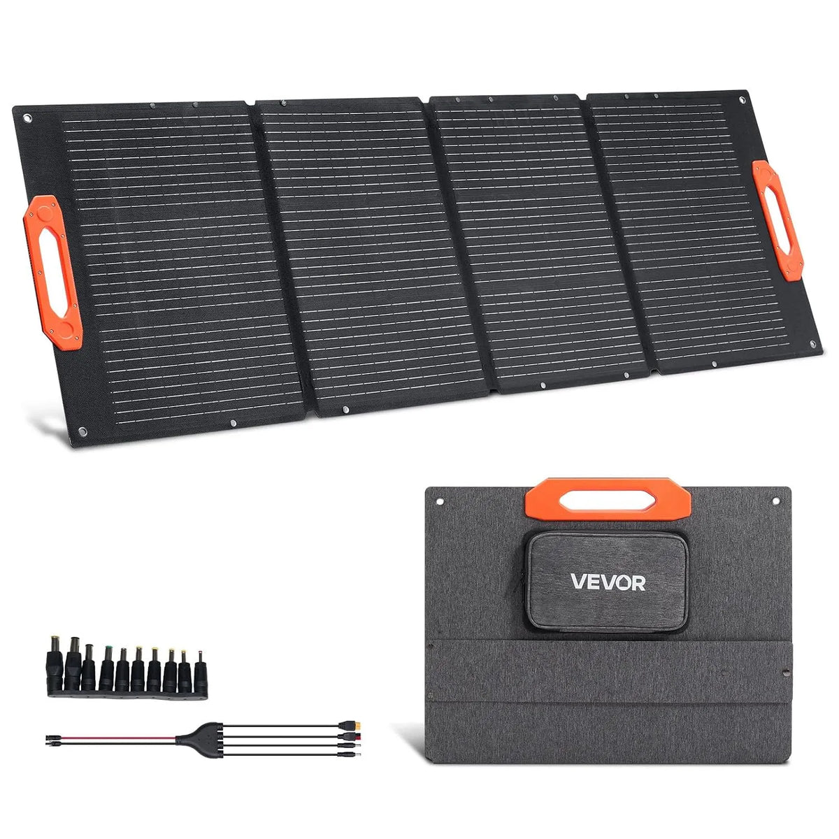 Zonnepaneel MC4-uitgang met 150 W, IP67 en USB, VEVOR 150 W opvouwbaar monokristallijn zonnepaneel
