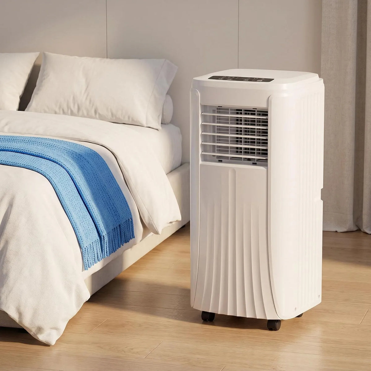 Mobiele airconditioner en Luchtontvochtiger, 12000 BTU, geluidsarm werking, Energiezuinige Koeling, Slimme Luchtontvochtiger & Ventilator