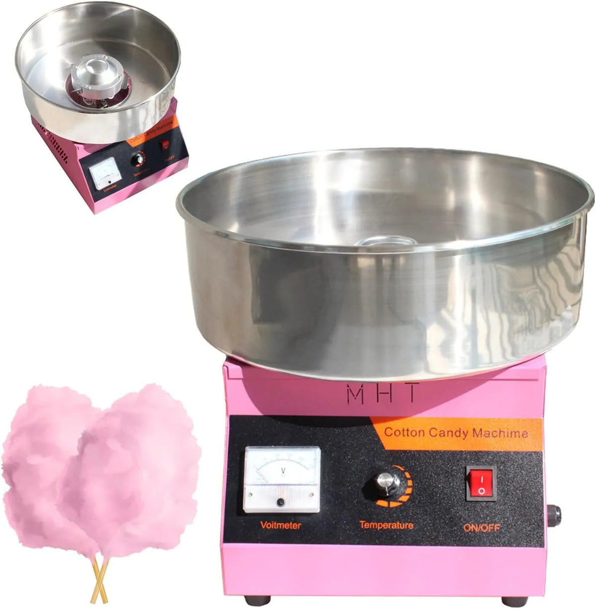 Candy Floss Machine, 1000 W RVS elektrische Marshmallow Machine, voor familie evenementen, Candy Floss Machine met roestvrij stalen kom