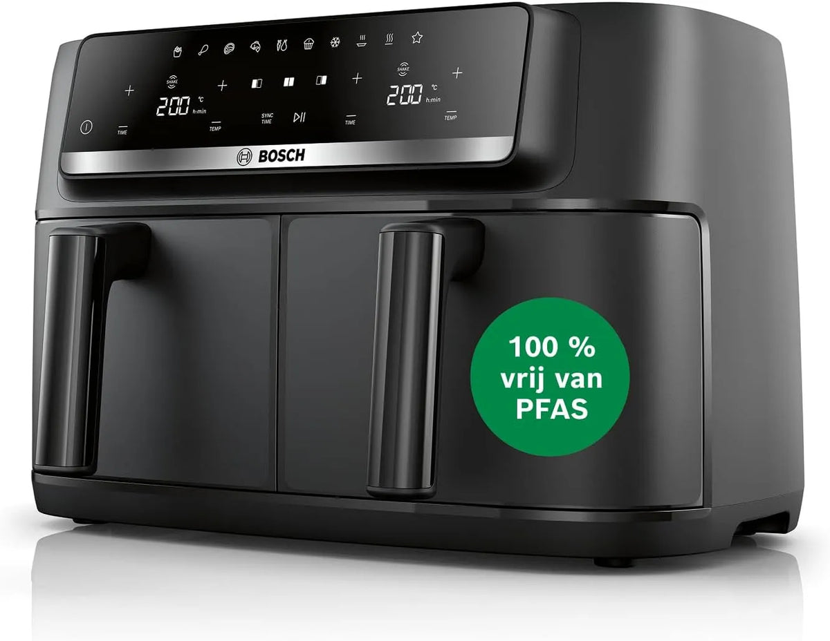Bosch Air Fryer Serie 4, Double Drawer 9 L MAFD440B0 met 9 L, 4,5 L en zwart