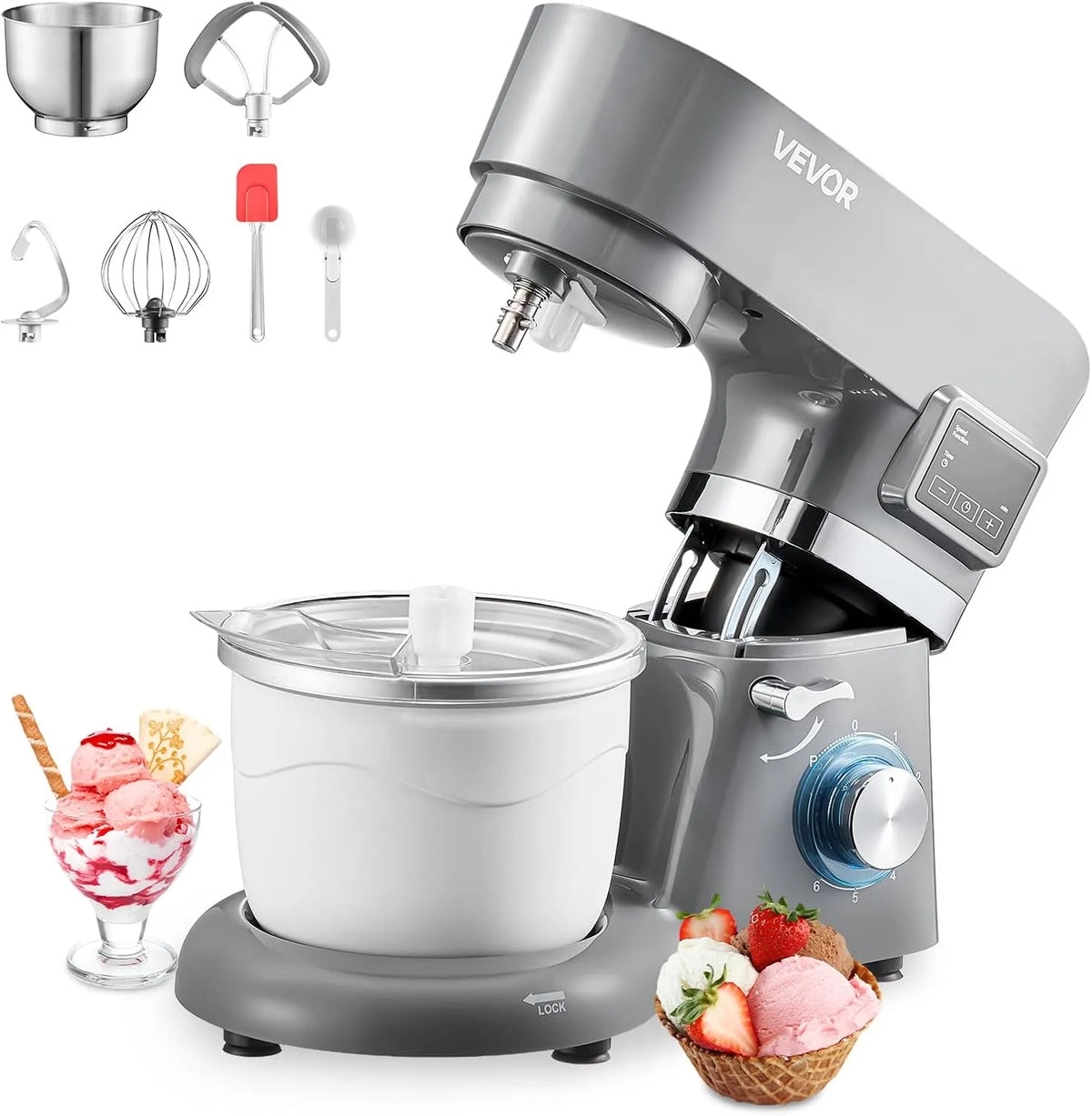 Blender met 1,7 l, timer, 1400 W, 78 dB, 12 uur, digitaal display, geluidsarme werking en RVS