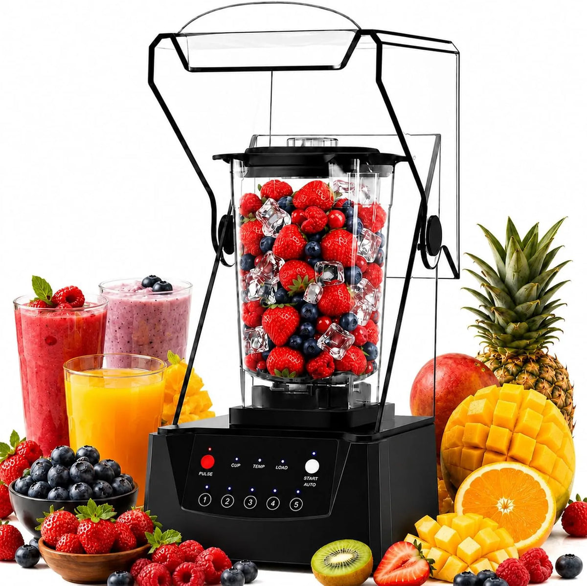 Blender met 2200 W, geluidsarme werking en RVS